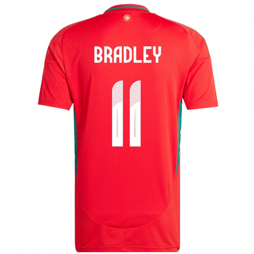 נשים כדורגל ויילס Sion Bradley #11 אָדוֹם ג'רזי ביתית 24-26
