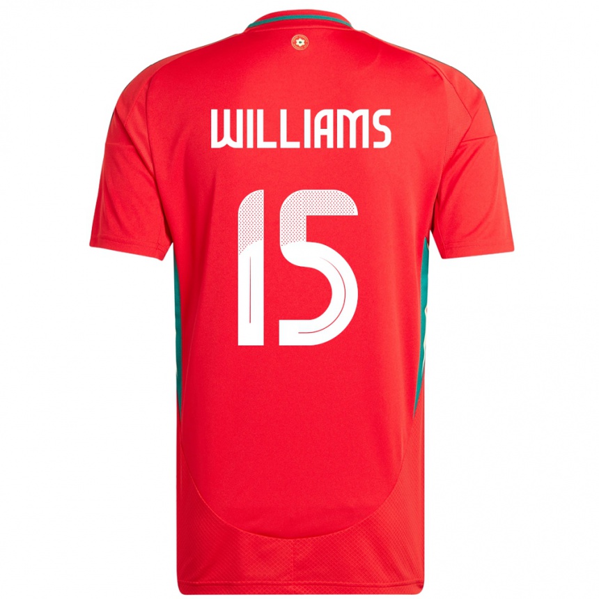 נשים כדורגל ויילס Joe Williams #15 אָדוֹם ג'רזי ביתית 24-26