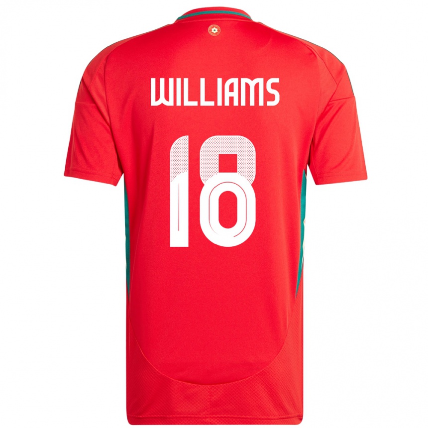 נשים כדורגל ויילס Josh Williams #18 אָדוֹם ג'רזי ביתית 24-26