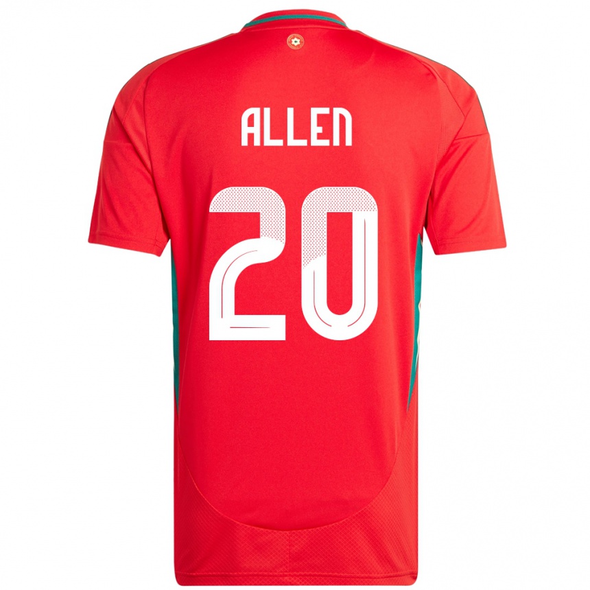 נשים כדורגל ויילס Cruz Allen #20 אָדוֹם ג'רזי ביתית 24-26