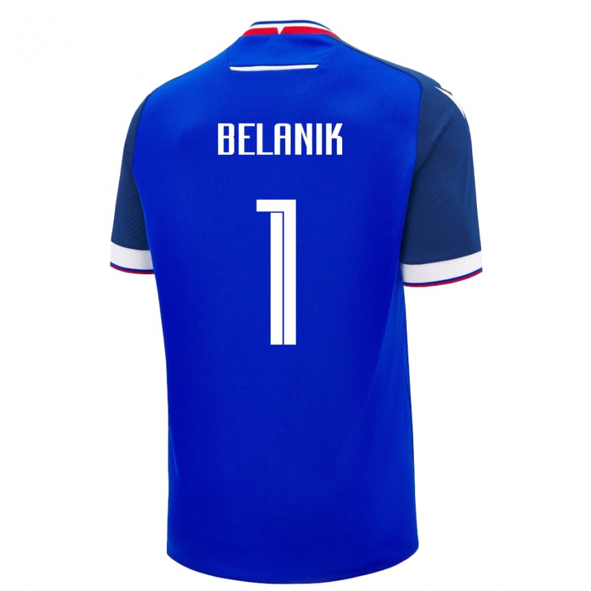 נשים כדורגל סלובקיה Samuel Belanik #1 כְּחוֹל ג'רזי ביתית 24-26