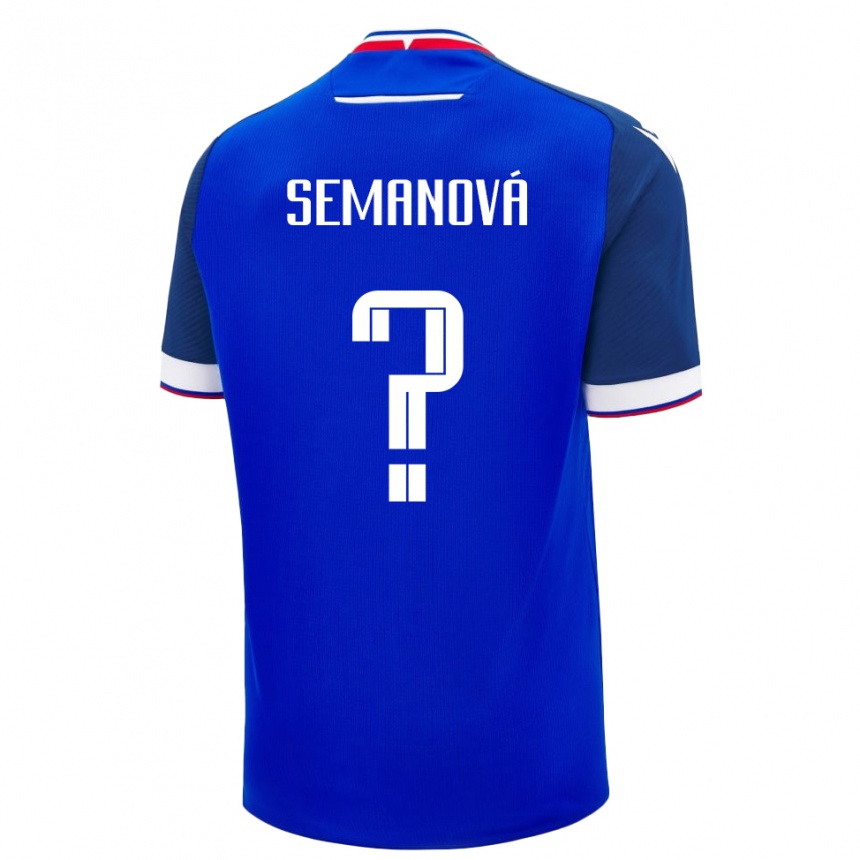 נשים כדורגל סלובקיה Stela Semanová #0 כְּחוֹל ג'רזי ביתית 24-26