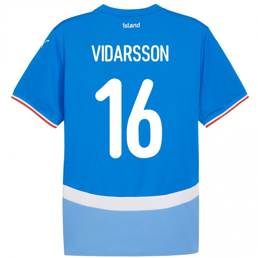 נשים כדורגל אִיסלַנד Viktor Vidarsson #16 כְּחוֹל ג'רזי ביתית 24-26