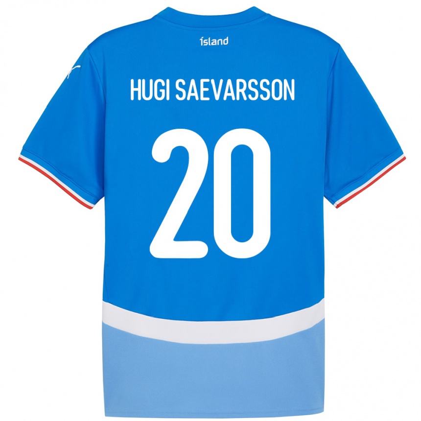 נשים כדורגל אִיסלַנד Róbert Hugi Saevarsson #20 כְּחוֹל ג'רזי ביתית 24-26