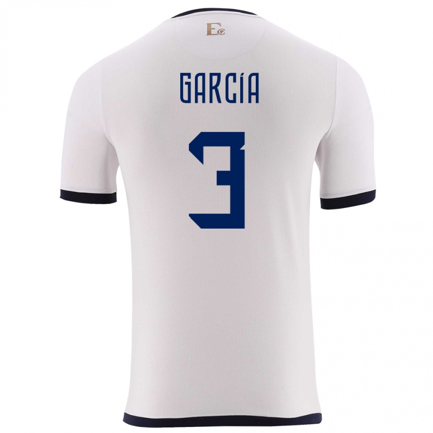 נשים כדורגל אקוודור Christian García #3 לבן הרחק ג'רזי 24-26