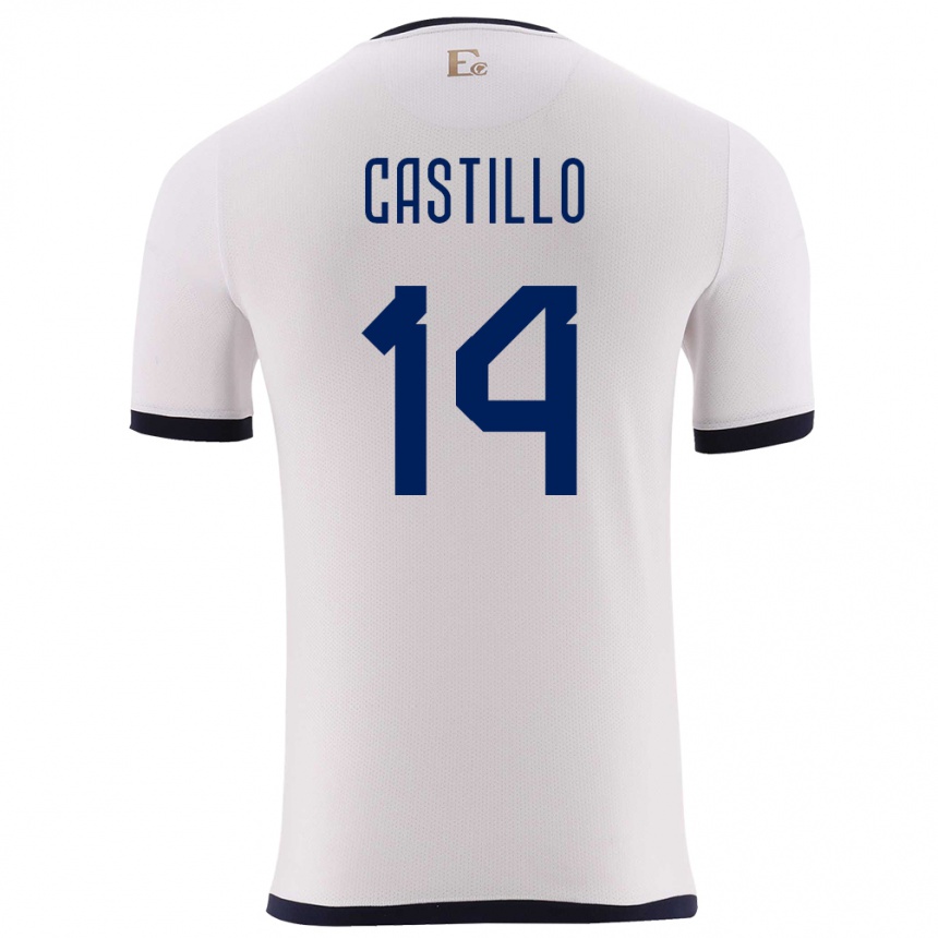 נשים כדורגל אקוודור Darío Castillo #14 לבן הרחק ג'רזי 24-26