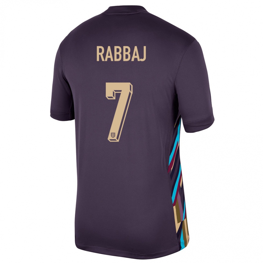 נשים כדורגל אנגליה Ibrahim Rabbaj #7 צימוק כהה הרחק ג'רזי 24-26