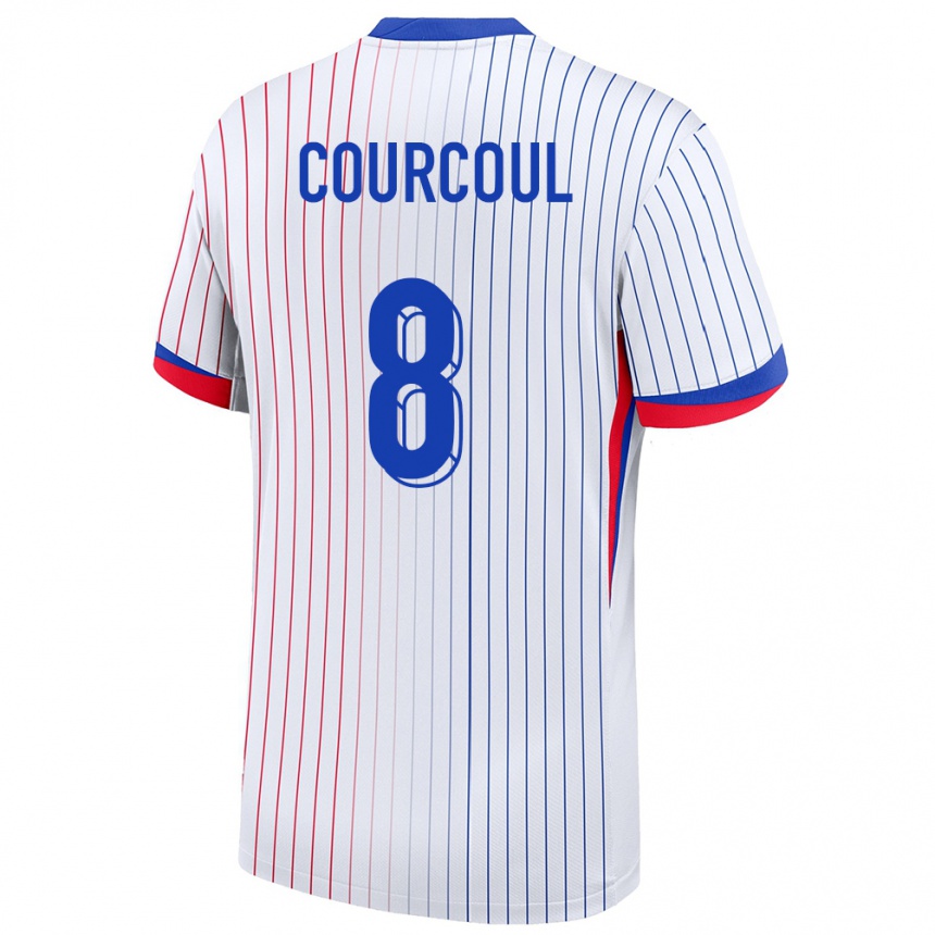 נשים כדורגל צרפת Marius Courcoul #8 לבן הרחק ג'רזי 24-26