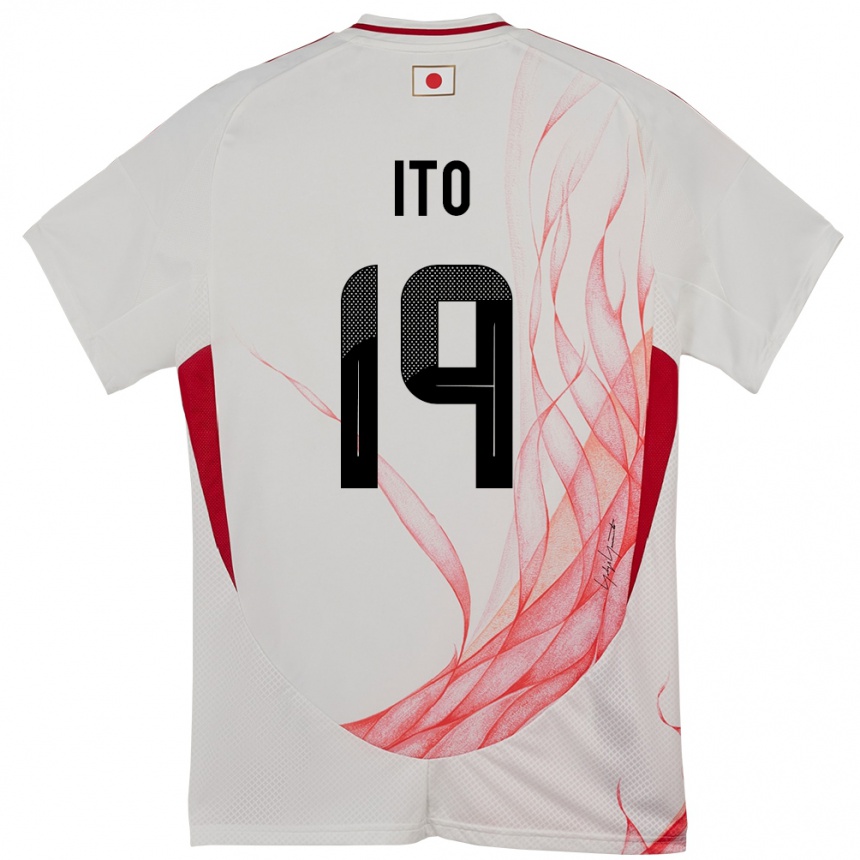נשים כדורגל יַפָּן Yu Ito #19 לָבָן הרחק ג'רזי 24-26