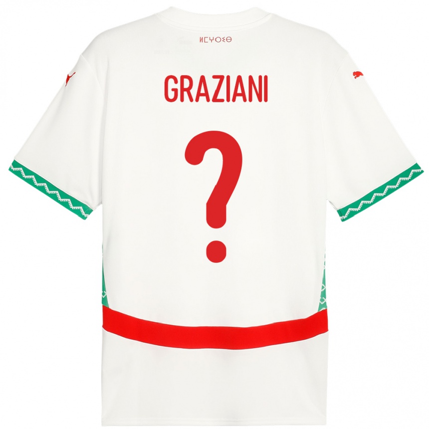 נשים כדורגל מָרוֹקוֹ Kelyan Graziani #0 לָבָן הרחק ג'רזי 24-26