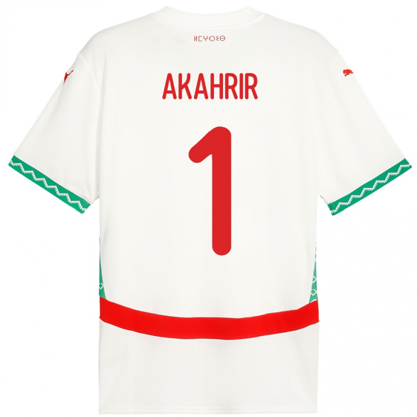 נשים כדורגל מָרוֹקוֹ Mohamed Akahrir #1 לָבָן הרחק ג'רזי 24-26