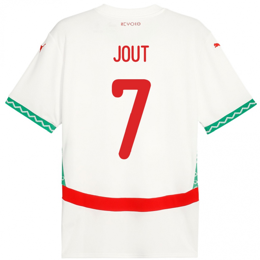 נשים כדורגל מָרוֹקוֹ Adam Jout #7 לָבָן הרחק ג'רזי 24-26