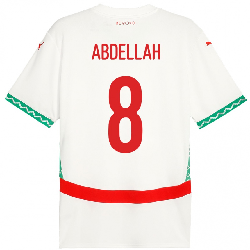 נשים כדורגל מָרוֹקוֹ Abdellah Ouazane #8 לָבָן הרחק ג'רזי 24-26
