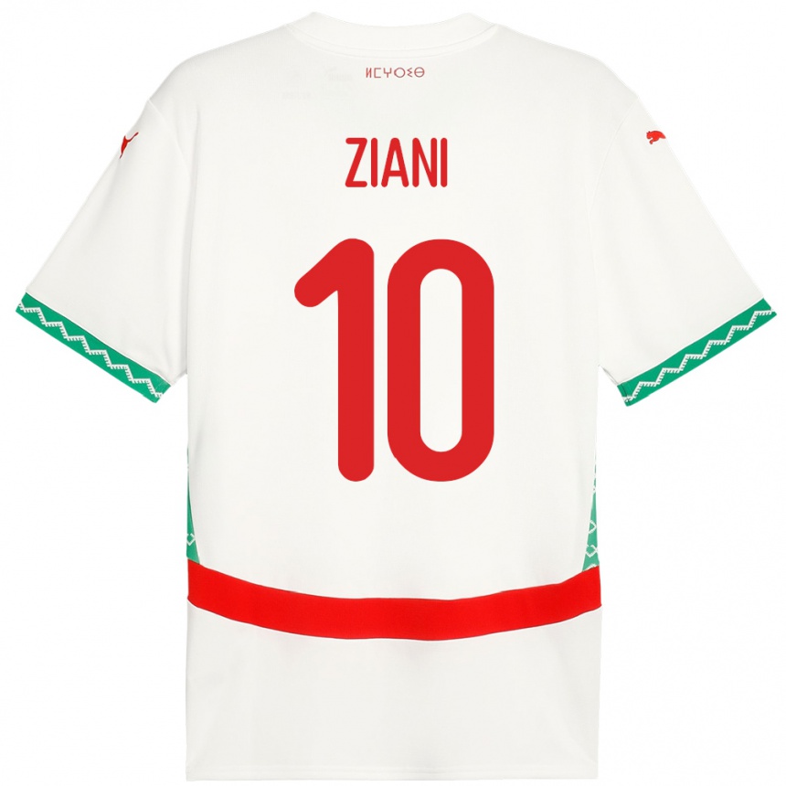 נשים כדורגל מָרוֹקוֹ Ismael Ziani #10 לָבָן הרחק ג'רזי 24-26