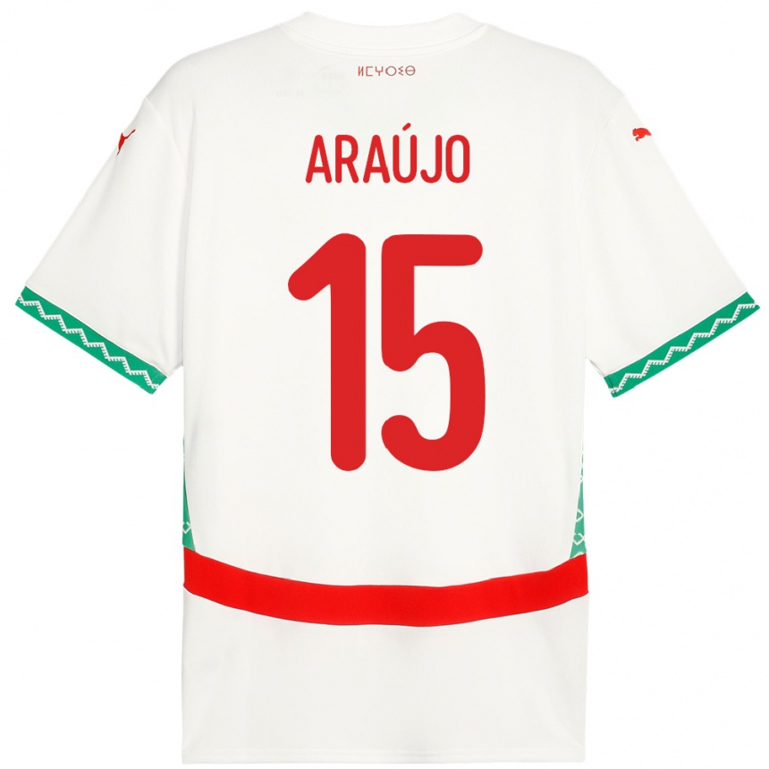 נשים כדורגל מָרוֹקוֹ Ismail Araújo #15 לָבָן הרחק ג'רזי 24-26
