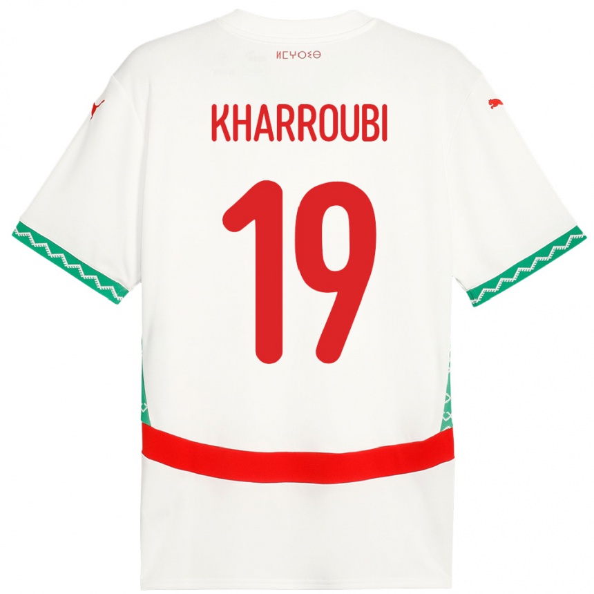 נשים כדורגל מָרוֹקוֹ Amine Kharroubi #19 לָבָן הרחק ג'רזי 24-26