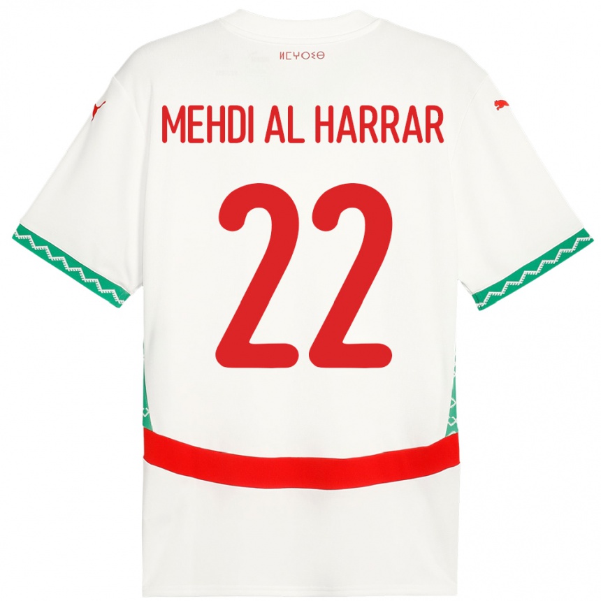 נשים כדורגל מָרוֹקוֹ El Mehdi Al Harrar #22 לָבָן הרחק ג'רזי 24-26