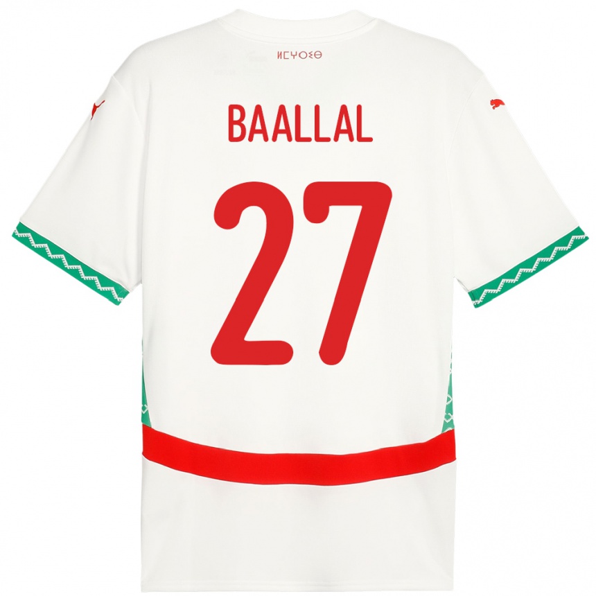 נשים כדורגל מָרוֹקוֹ Adam Baallal #27 לָבָן הרחק ג'רזי 24-26