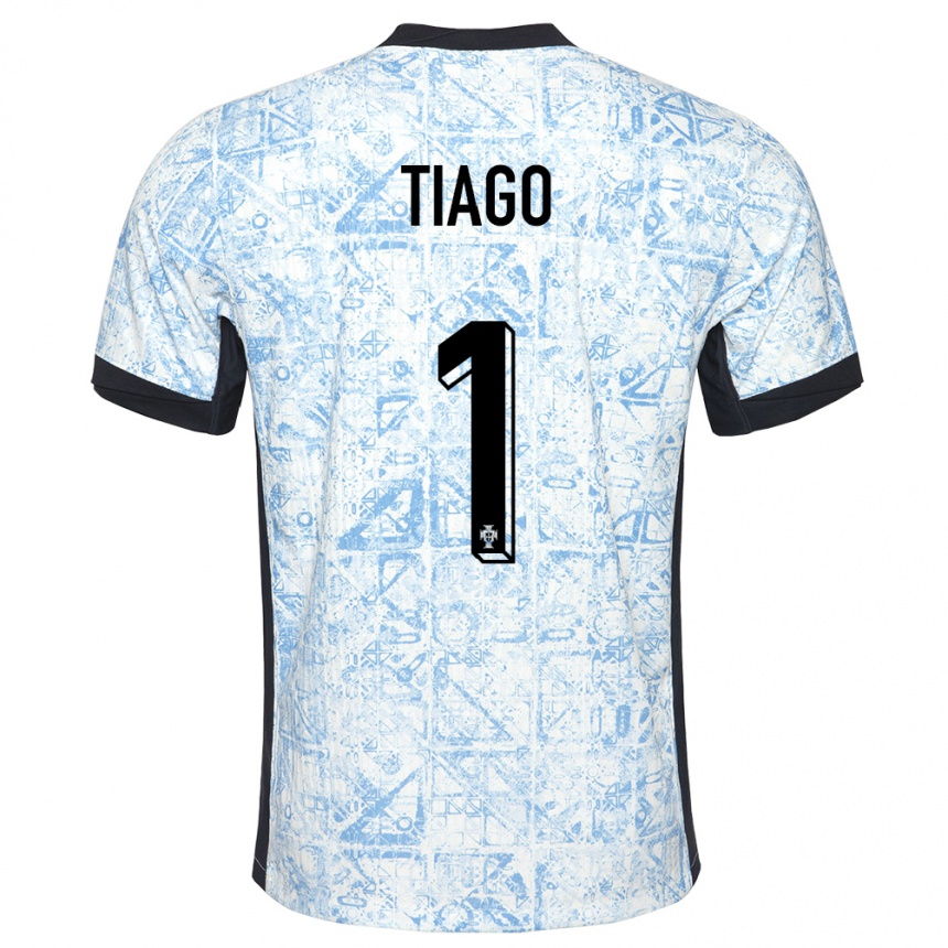 נשים כדורגל פורטוגל Tiago Ferreira #1 כחול שמנת הרחק ג'רזי 24-26