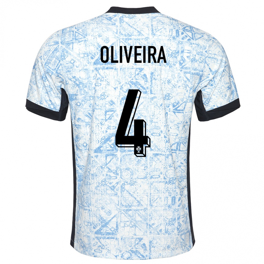 נשים כדורגל פורטוגל Gonçalo Oliveira #4 כחול שמנת הרחק ג'רזי 24-26