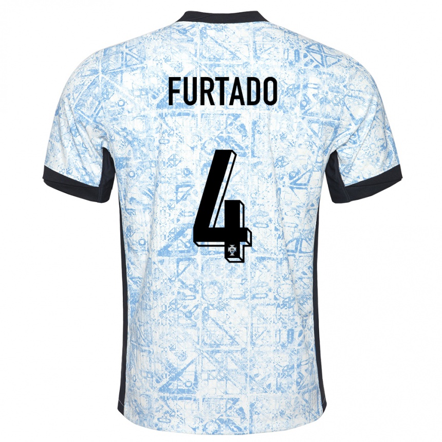 נשים כדורגל פורטוגל Mauro Furtado #4 כחול שמנת הרחק ג'רזי 24-26