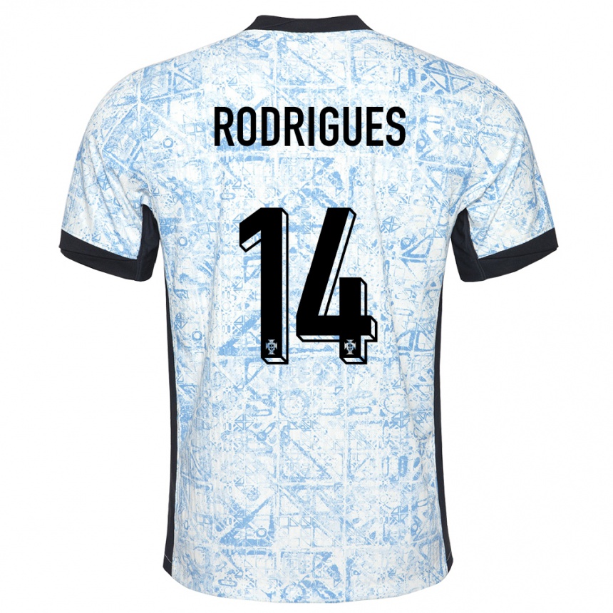 נשים כדורגל פורטוגל Diego Rodrigues #14 כחול שמנת הרחק ג'רזי 24-26