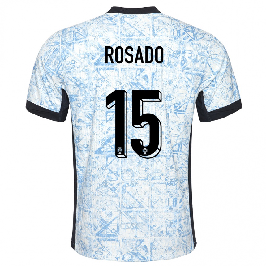 נשים כדורגל פורטוגל Alexandre Rosado #15 כחול שמנת הרחק ג'רזי 24-26