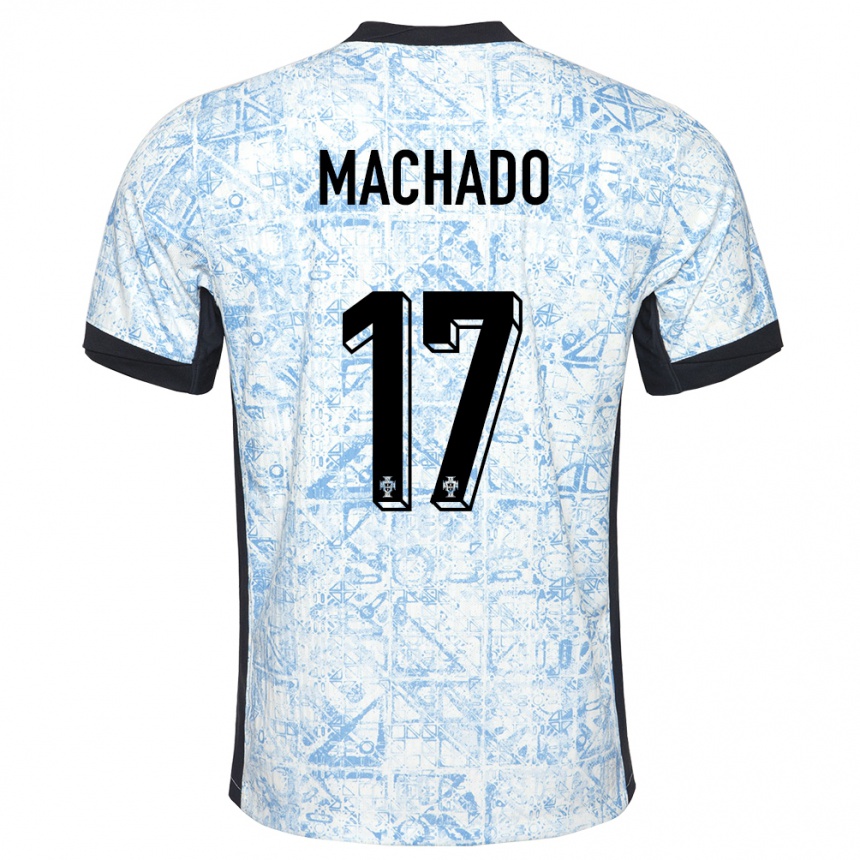 נשים כדורגל פורטוגל André Machado #17 כחול שמנת הרחק ג'רזי 24-26