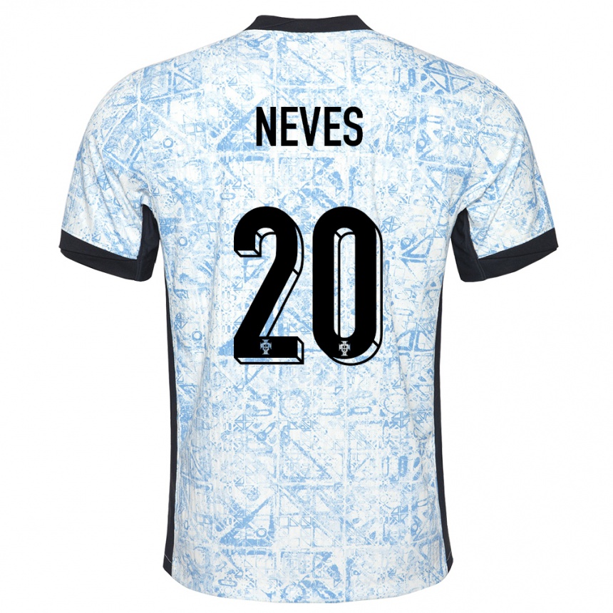 נשים כדורגל פורטוגל Gil Neves #20 כחול שמנת הרחק ג'רזי 24-26