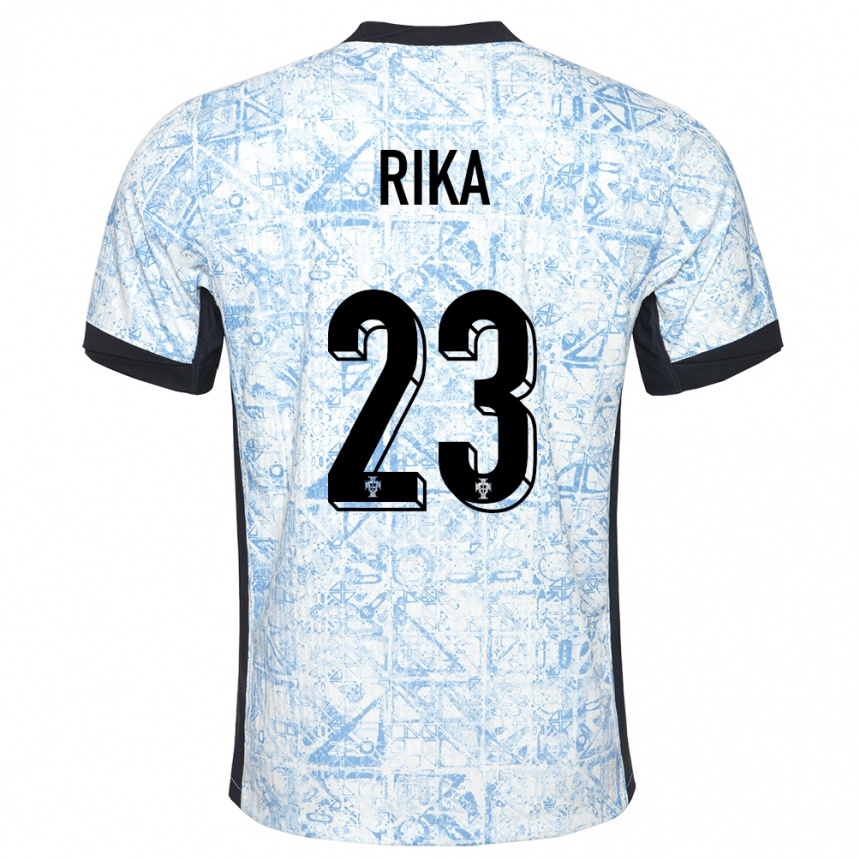 נשים כדורגל פורטוגל Rika #23 כחול שמנת הרחק ג'רזי 24-26