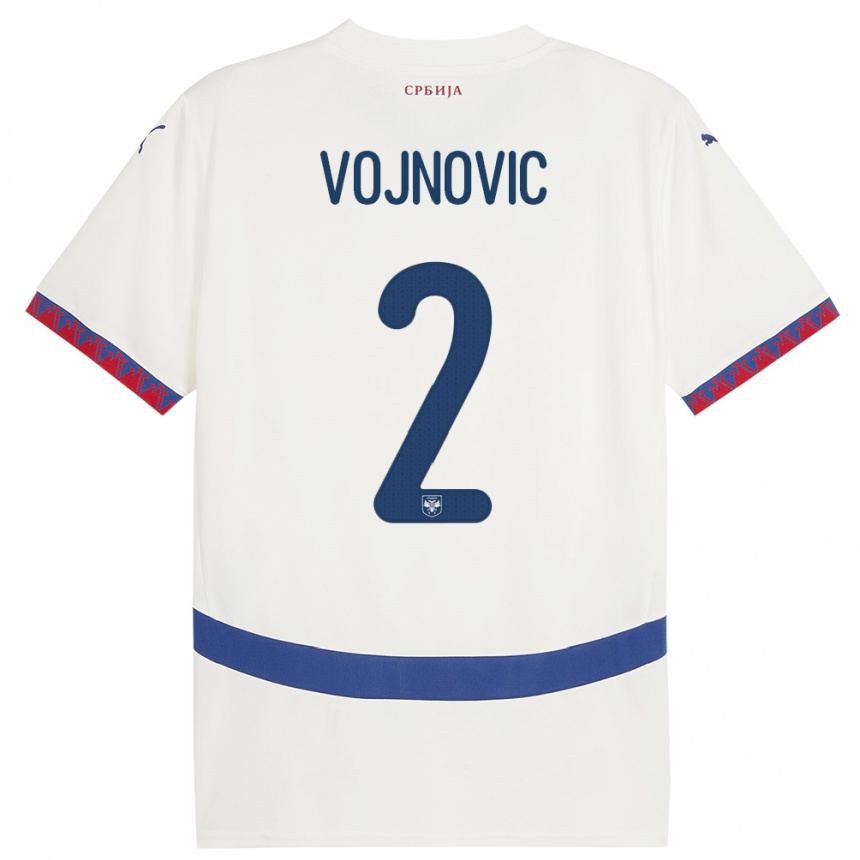 נשים כדורגל סרביה Jovan Vojnovic #2 לבן הרחק ג'רזי 24-26