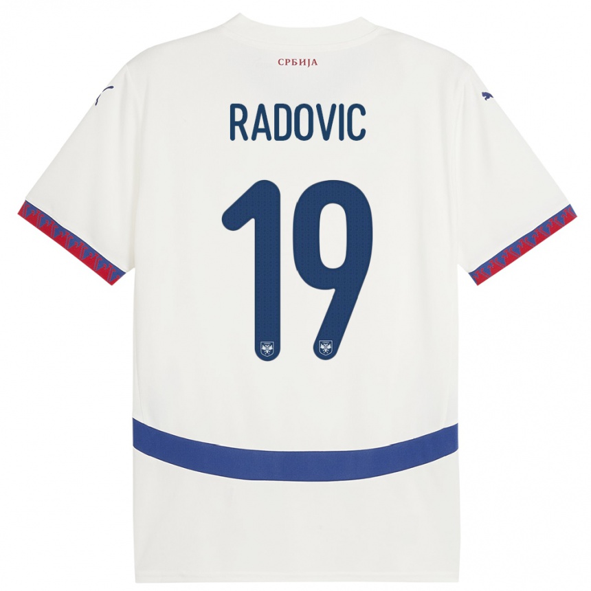 נשים כדורגל סרביה Dusan Radovic #19 לבן הרחק ג'רזי 24-26