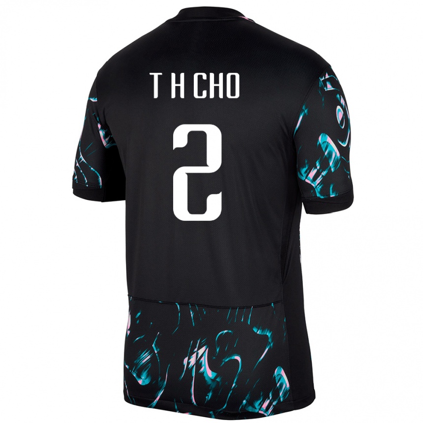 נשים כדורגל דרום קוריאה Hyun-Taek Cho #2 שָׁחוֹר הרחק ג'רזי 24-26