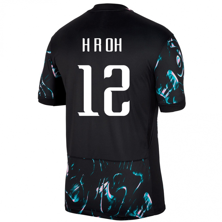 נשים כדורגל דרום קוריאה Ha-Ram Oh #12 שָׁחוֹר הרחק ג'רזי 24-26