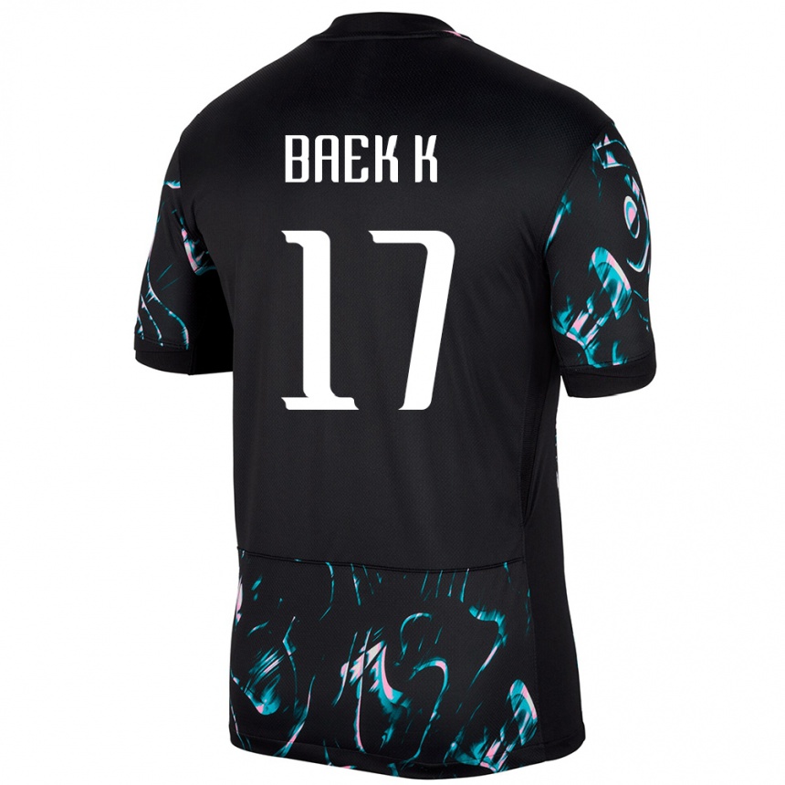 נשים כדורגל דרום קוריאה Kyeong Baek #17 שָׁחוֹר הרחק ג'רזי 24-26