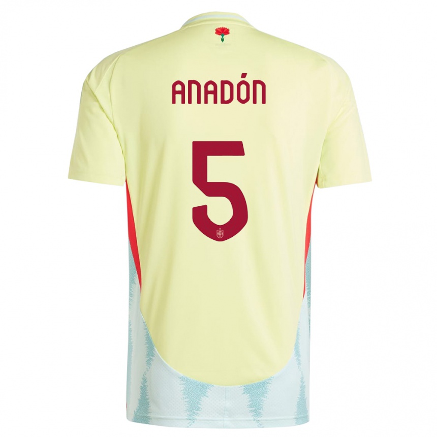 נשים כדורגל ספרד Guillermo Anadón #5 צהוב הרחק ג'רזי 24-26