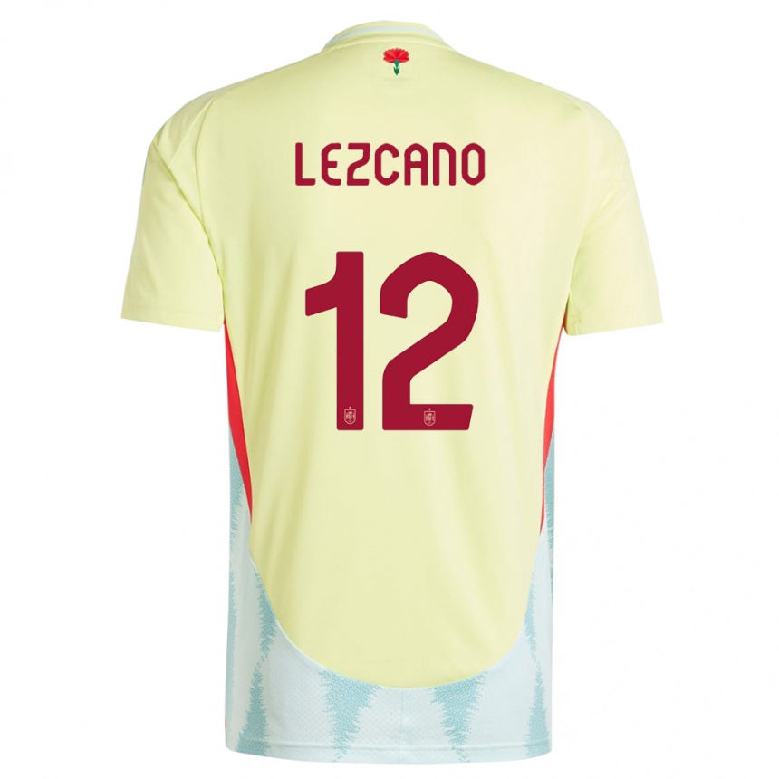 נשים כדורגל ספרד Álvaro Lezcano #12 צהוב הרחק ג'רזי 24-26