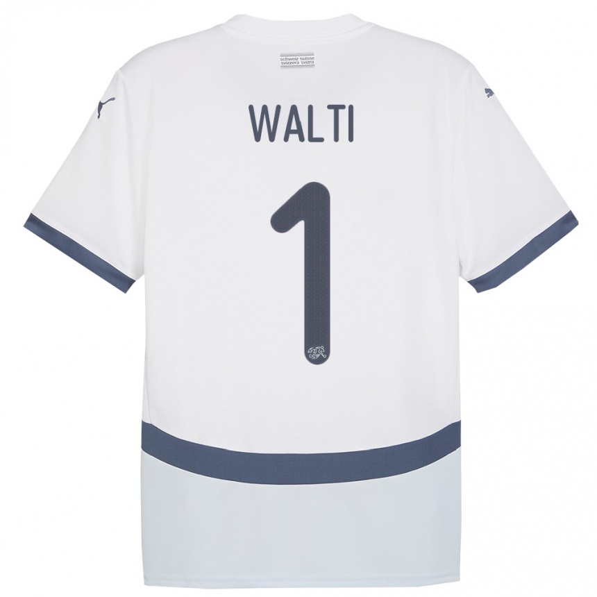 נשים כדורגל שווייץ דריו ולטי #1 לבן הרחק ג'רזי 24-26