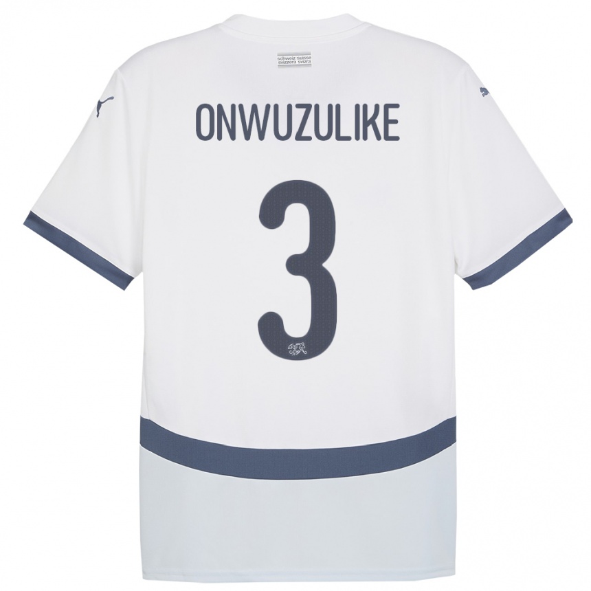 נשים כדורגל שווייץ Ifeanyichukwu Onwuzulike #3 לבן הרחק ג'רזי 24-26