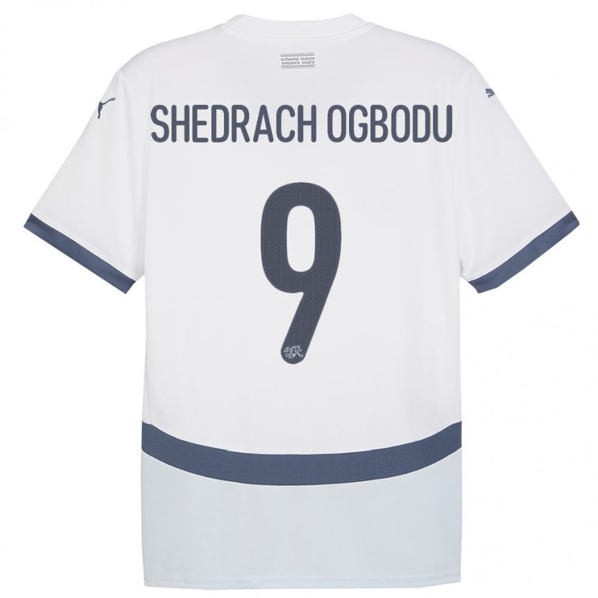 נשים כדורגל שווייץ Nathaniel Shedrach Ogbodu #9 לבן הרחק ג'רזי 24-26