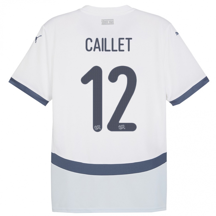 נשים כדורגל שווייץ Simon Caillet #12 לבן הרחק ג'רזי 24-26