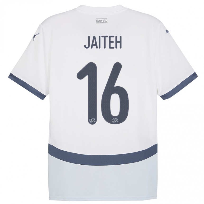 נשים כדורגל שווייץ Momodou Jaiteh #16 לבן הרחק ג'רזי 24-26