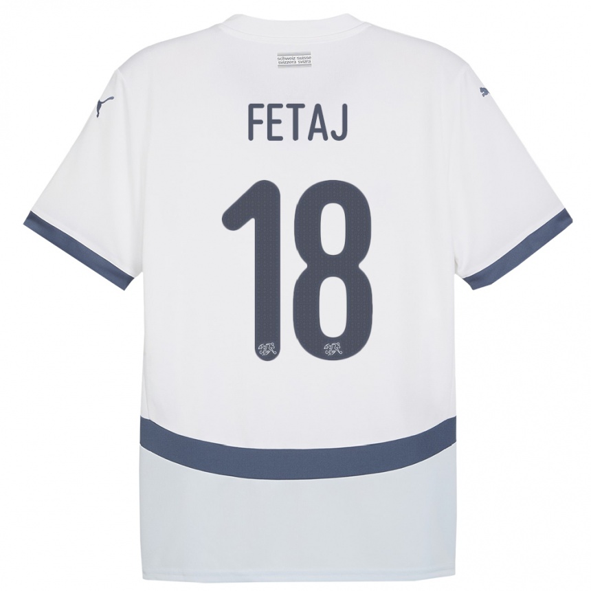 נשים כדורגל שווייץ Sarjon Fetaj #18 לבן הרחק ג'רזי 24-26