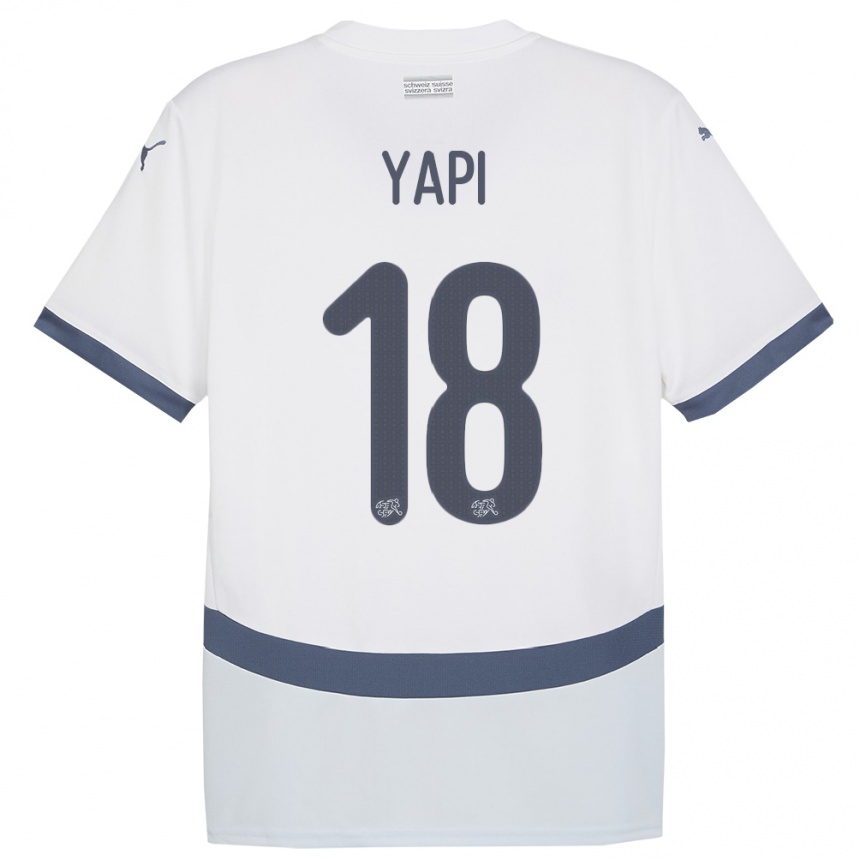 נשים כדורגל שווייץ Josue Yapi #18 לבן הרחק ג'רזי 24-26