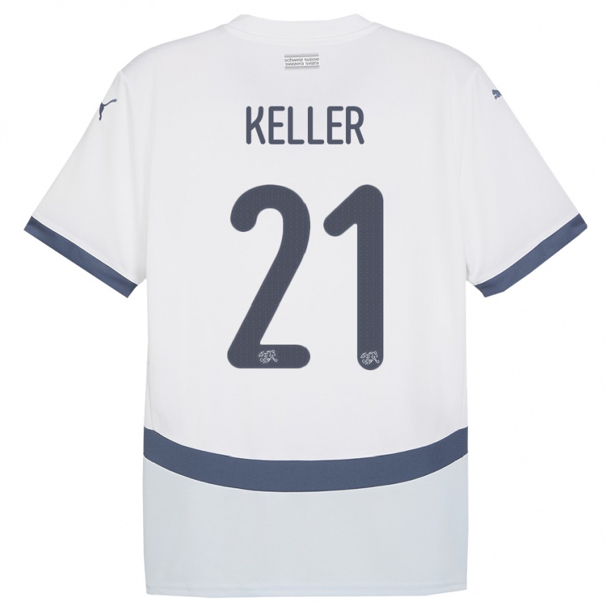 נשים כדורגל שווייץ מרווין קלר #21 לבן הרחק ג'רזי 24-26