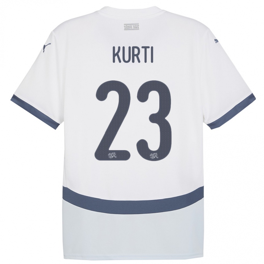 נשים כדורגל שווייץ Elias Kurti #23 לבן הרחק ג'רזי 24-26