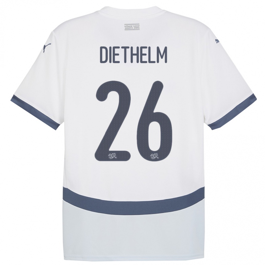 נשים כדורגל שווייץ Thierry Diethelm #26 לבן הרחק ג'רזי 24-26