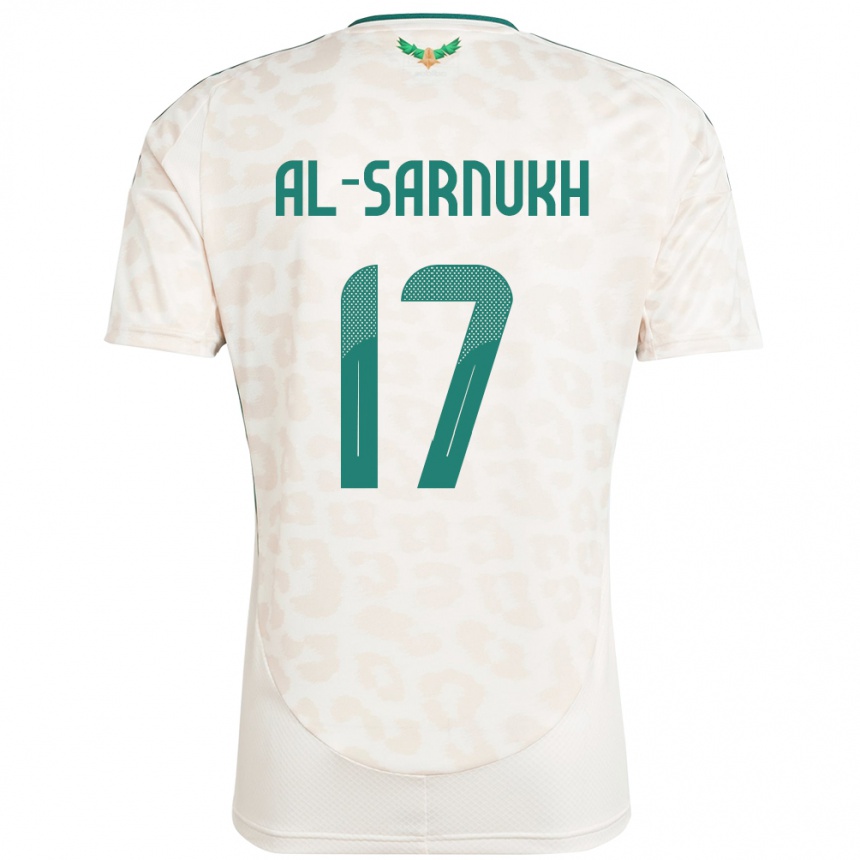 נשים כדורגל ערב הסעודית Mohamed Al-Sarnukh #17 לָבָן הרחק ג'רזי 24-26