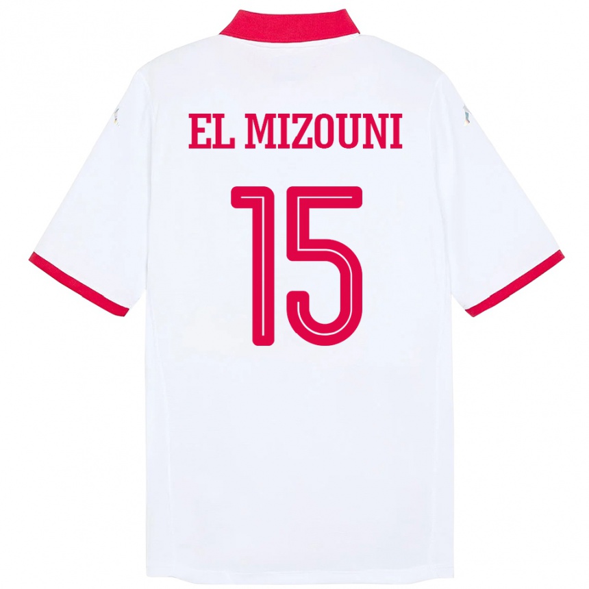 נשים כדורגל תוניסיה Idris El Mizouni #15 לָבָן הרחק ג'רזי 24-26