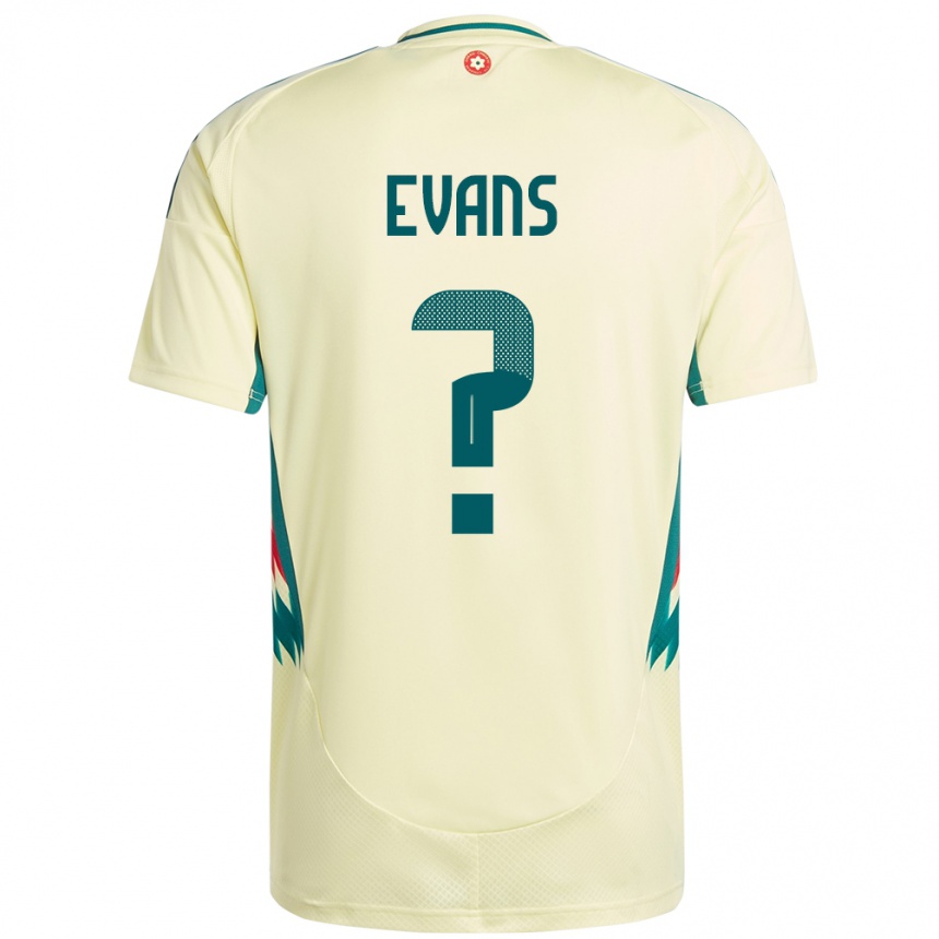 נשים כדורגל ויילס Grufydd Evans #0 בז' צהוב הרחק ג'רזי 24-26